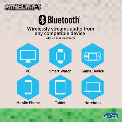 Minecraft Bluetooth Headphones with Boom Microphone