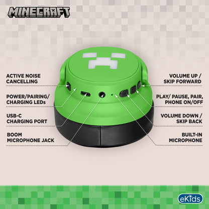 Minecraft Bluetooth Headphones with Boom Microphone