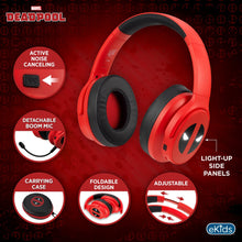 Deadpool Bluetooth Gaming Headphones with Boom Microphone - eKids