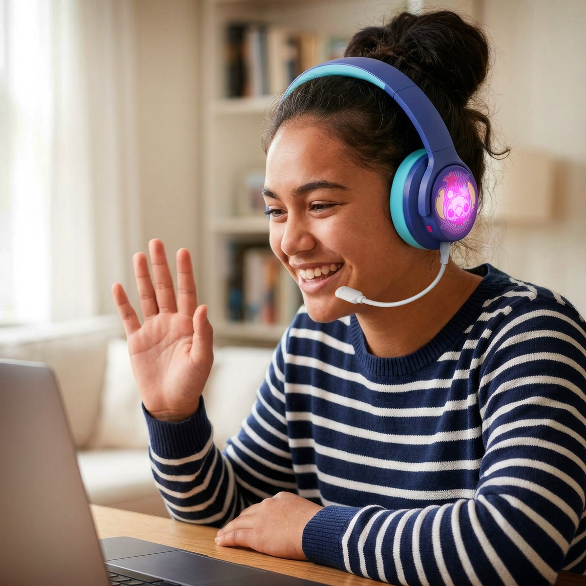 Disney Stitch Bluetooth Gaming Headphones with Boom Microphone - eKids