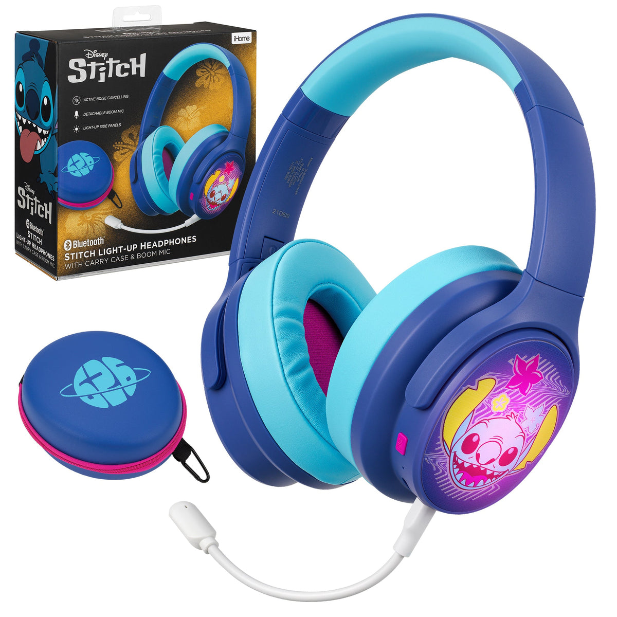 Disney Stitch Bluetooth Gaming Headphones with Boom Microphone - eKids