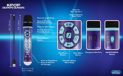 K-Pop Demon Hunters Bluetooth Karaoke Microphone for Kids - eKids