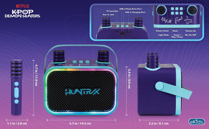 KPop Demon Hunters Bluetooth Karaoke Machine with 2 Wireless Microphones for Kids - eKids
