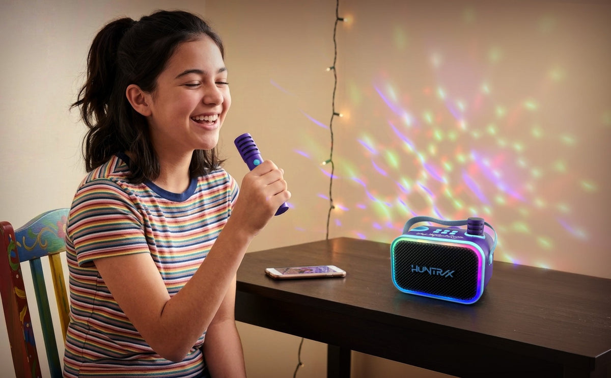 KPop Demon Hunters Bluetooth Karaoke Machine with 2 Wireless Microphones for Kids - eKids