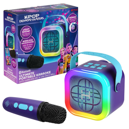 KPop Demon Hunters Bluetooth Karaoke Machine with Wireless Microphone for Kids (KP-450VM.EXv26) - eKids