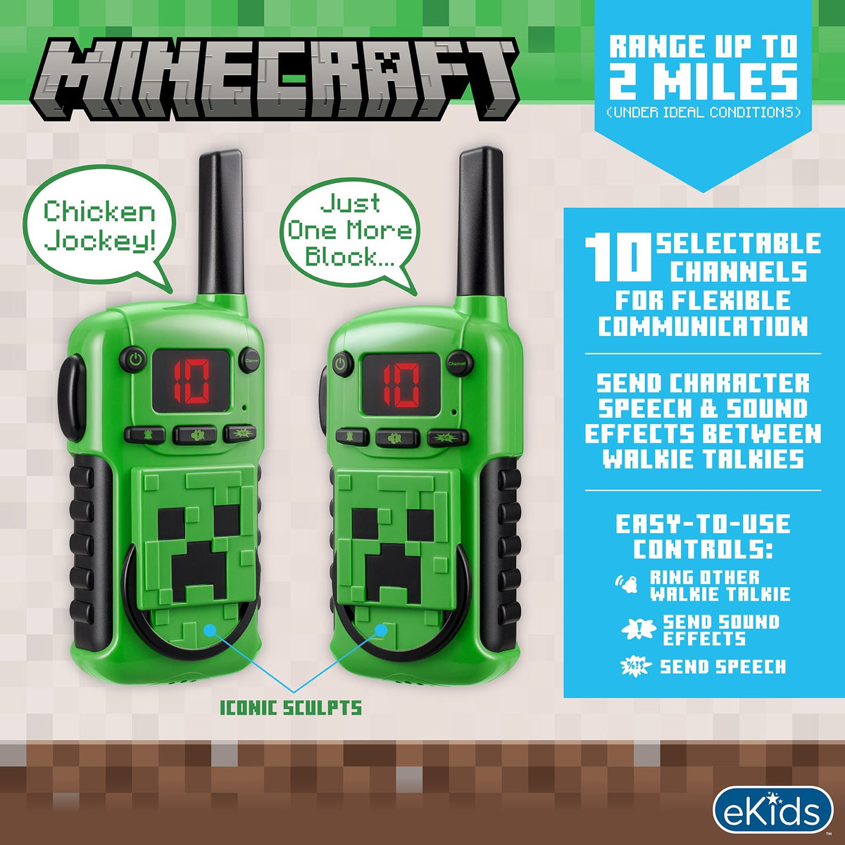 Minecraft Long Range Walkie Talkies for Kids - eKids