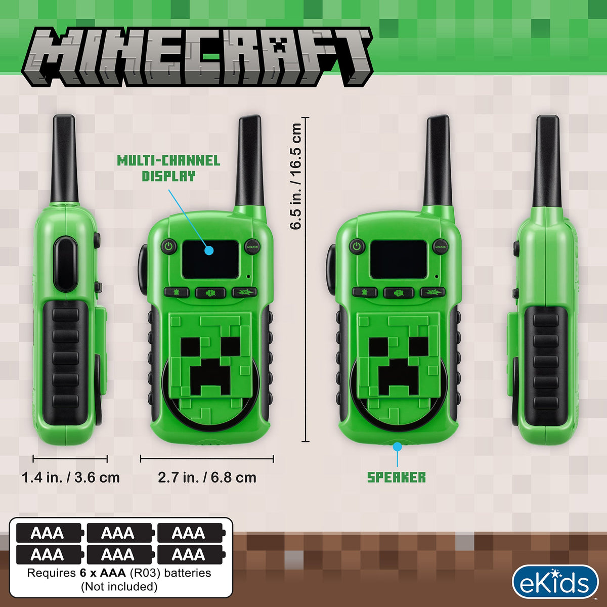 Minecraft Long Range Walkie Talkies for Kids - eKids