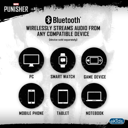 Punisher Bluetooth Gaming Headphones with Boom Microphone - eKids