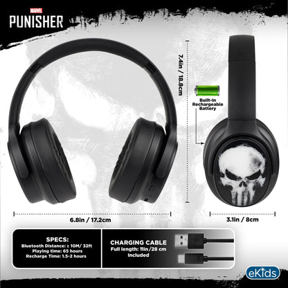 Punisher Bluetooth Gaming Headphones with Boom Microphone - eKids