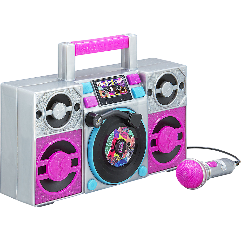 Lol Surprise OMG Remix Karaoke Machine Sing Along Boombox with Real Karaoke Microphone for Kids, Built in Music, Flashing Lights, Record, Turntable