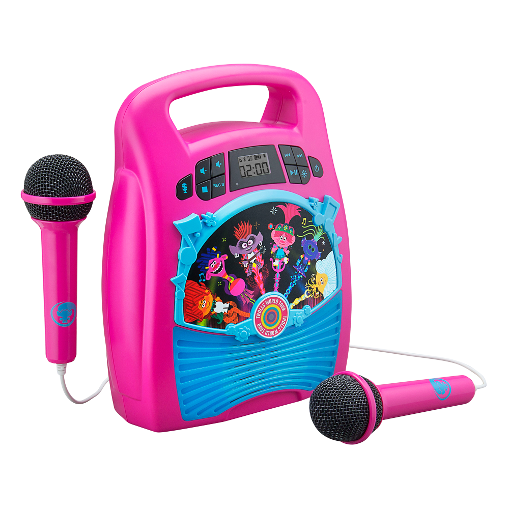 eKids New Trolls World Tour 2 Bluetooth MP3 Karaoke Machine Player Portable with Light Show Store Hours of Music with Built in Memory Sing Along